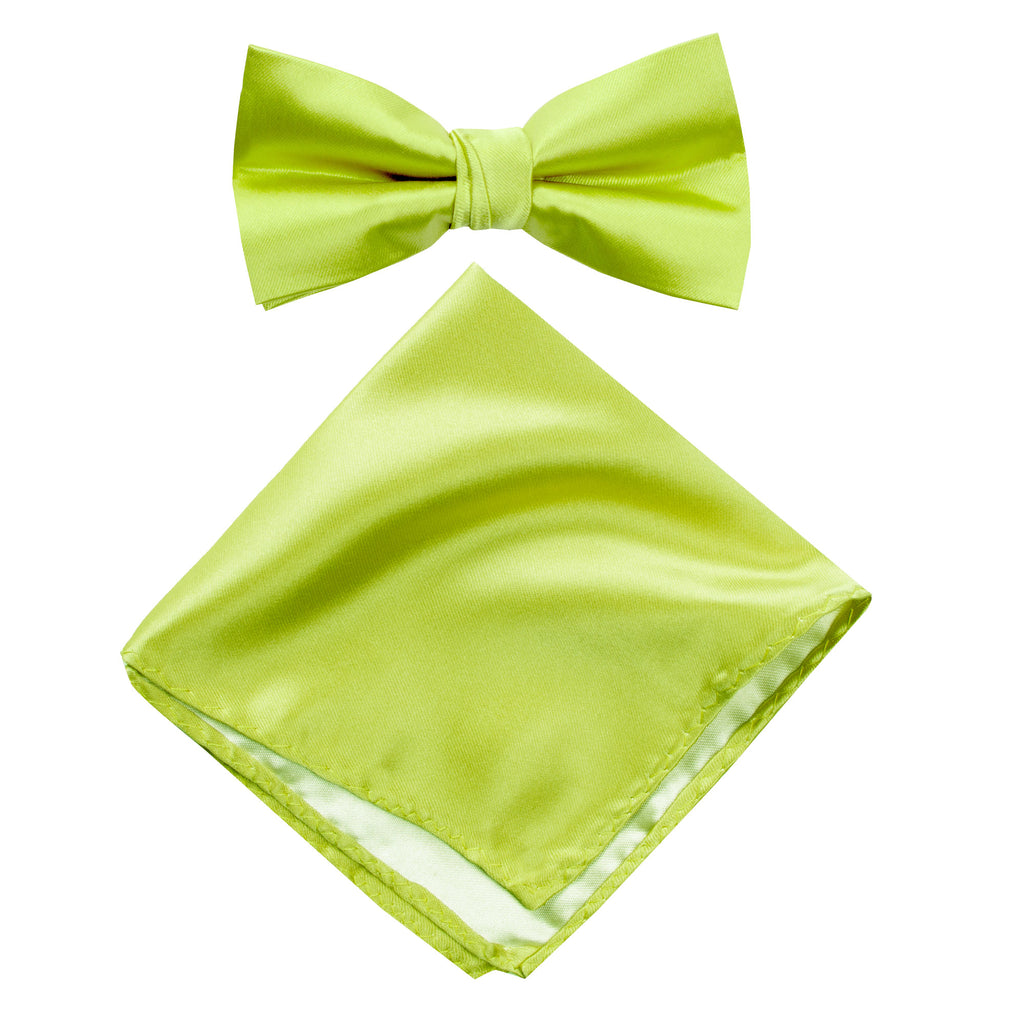 Men's Solid Color Satin Microfiber Bow Tie and Handkerchief Set
