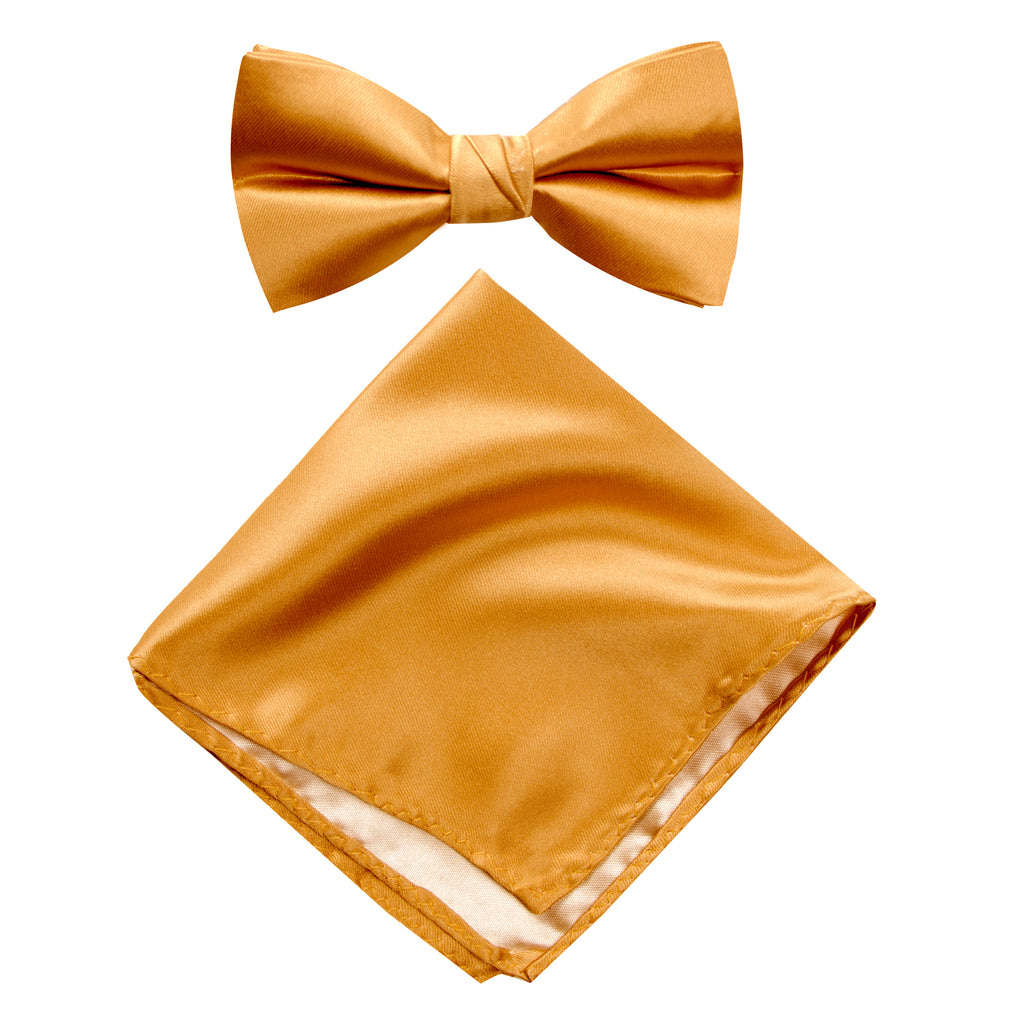 Men's Solid Color Satin Microfiber Bow Tie and Handkerchief Set