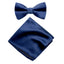 Men's Solid Color Satin Microfiber Bow Tie and Handkerchief Set