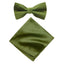 Men's Solid Color Satin Microfiber Bow Tie and Handkerchief Set