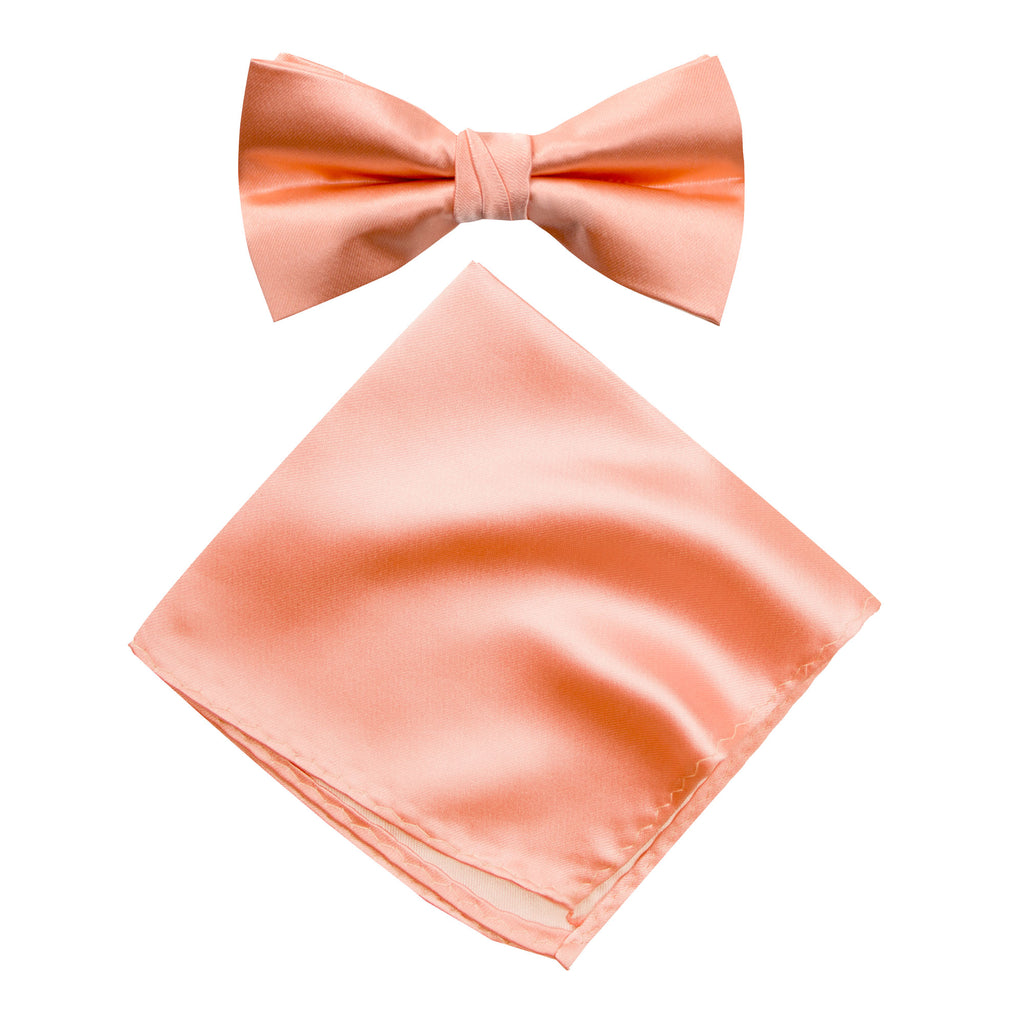 Men's Solid Color Satin Microfiber Bow Tie and Handkerchief Set