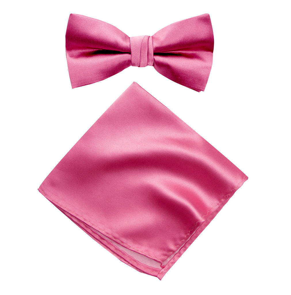 Men's Solid Color Satin Microfiber Bow Tie and Handkerchief Set