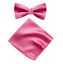 Men's Solid Color Satin Microfiber Bow Tie and Handkerchief Set