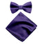 Men's Solid Color Satin Microfiber Bow Tie and Handkerchief Set