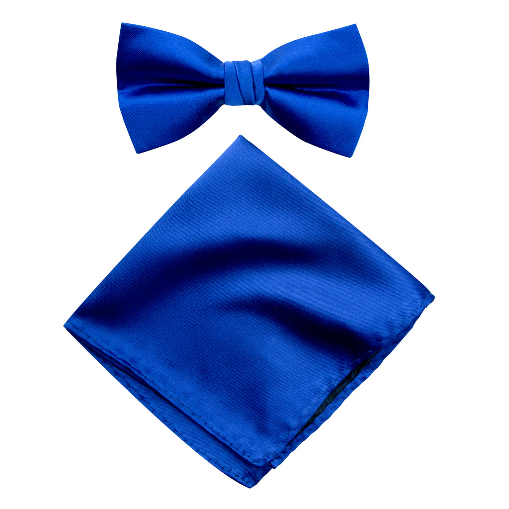Men's Solid Color Satin Microfiber Bow Tie and Handkerchief Set