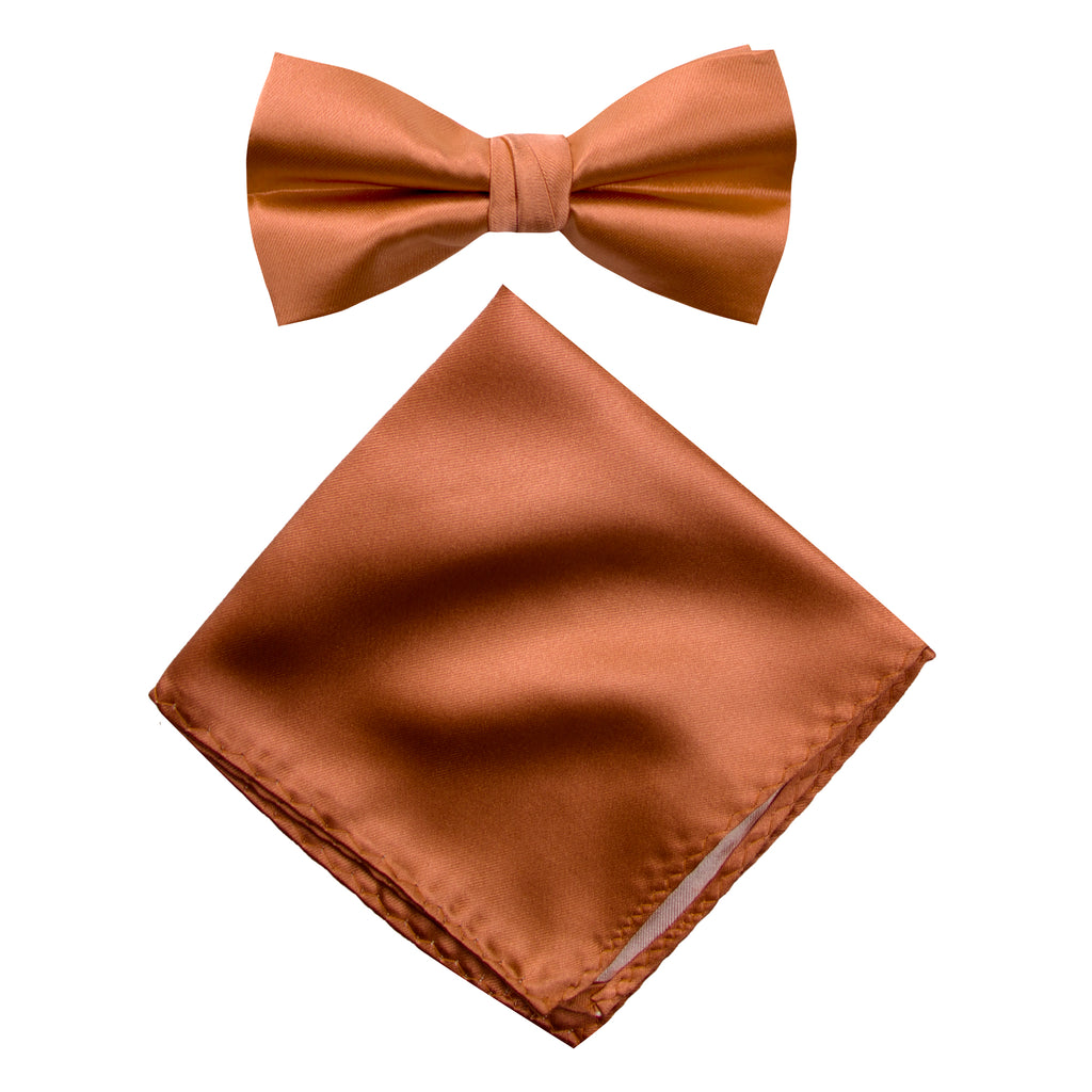 Men's Solid Color Satin Microfiber Bow Tie and Handkerchief Set
