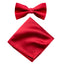 Men's Solid Color Satin Microfiber Bow Tie and Handkerchief Set