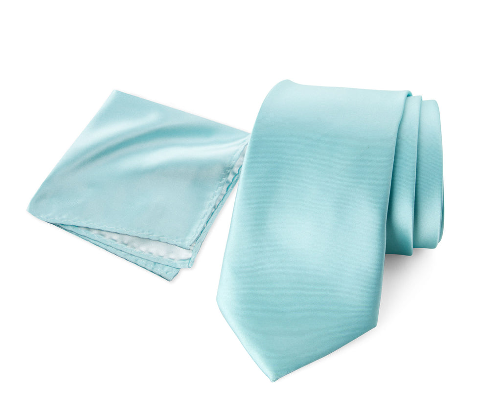 Men's Solid Color Satin Microfiber Tie and Handkerchief Set
