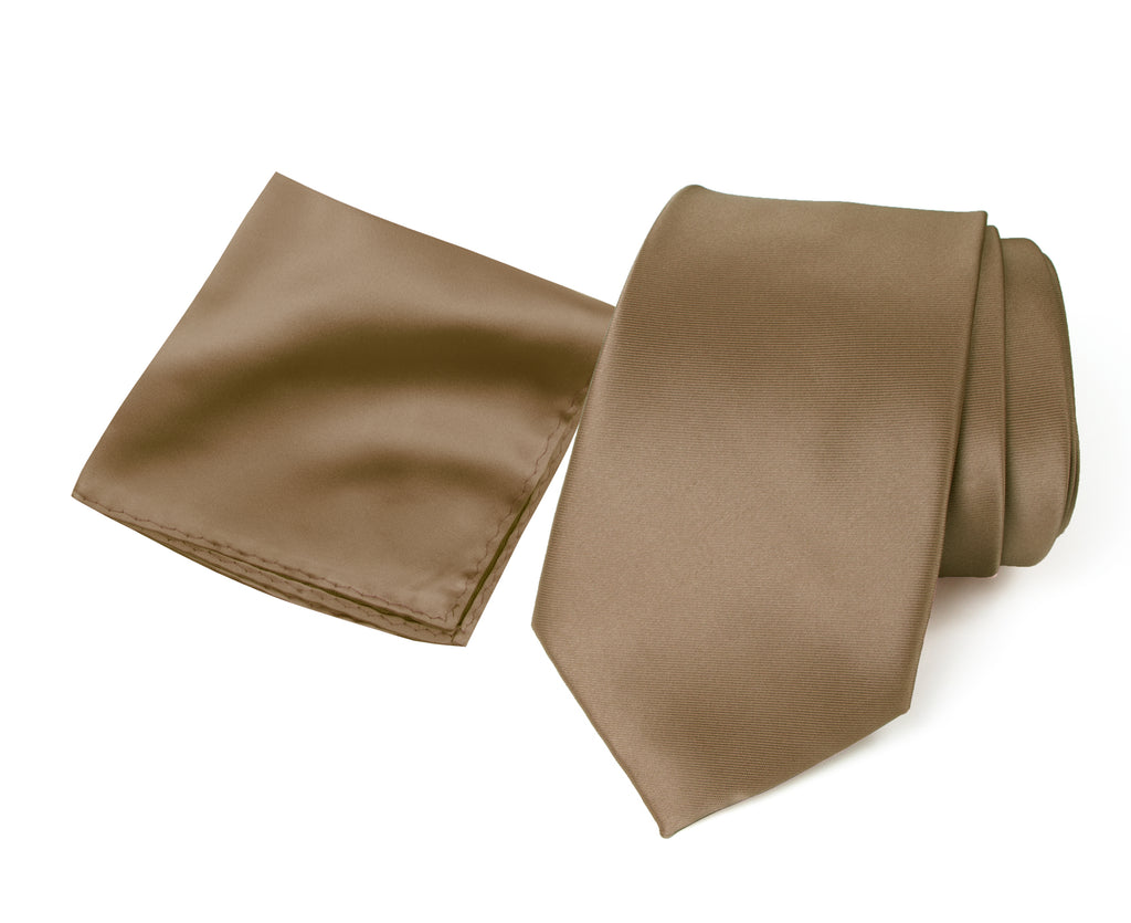 Men's Solid Color Satin Microfiber Tie and Handkerchief Set