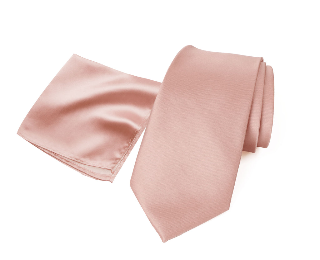 Men's Solid Color Satin Microfiber Tie and Handkerchief Set