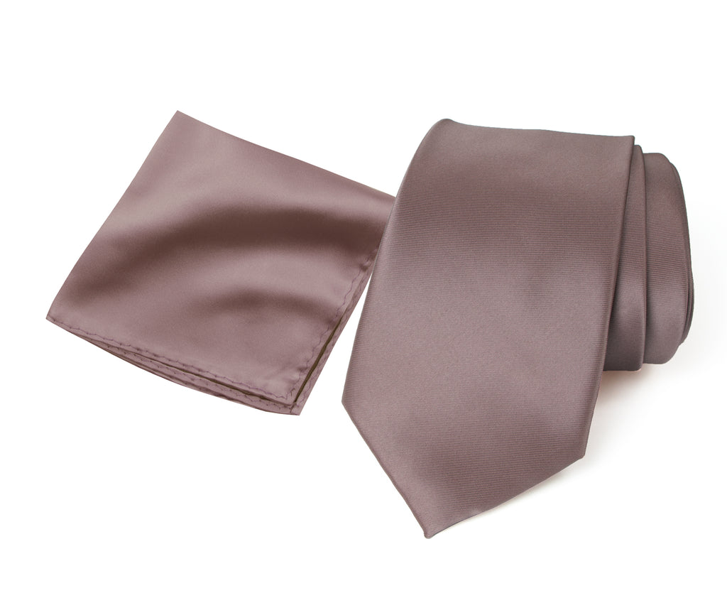 Men's Solid Color Satin Microfiber Tie and Handkerchief Set