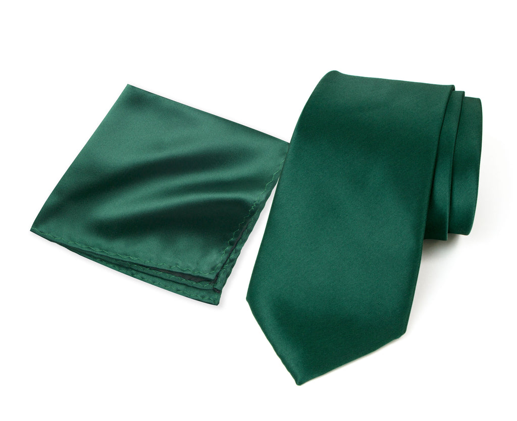 Men's Solid Color Satin Microfiber Tie and Handkerchief Set