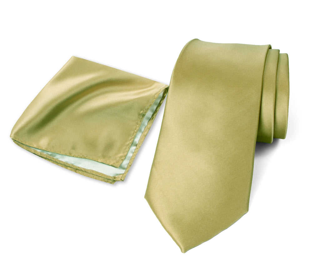 Men's Solid Color Satin Microfiber Tie and Handkerchief Set