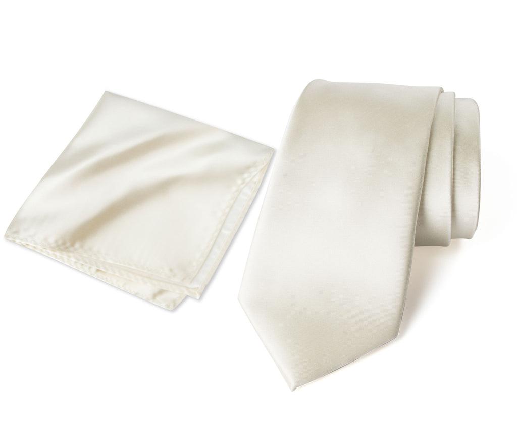 Men's Solid Color Satin Microfiber Tie and Handkerchief Set