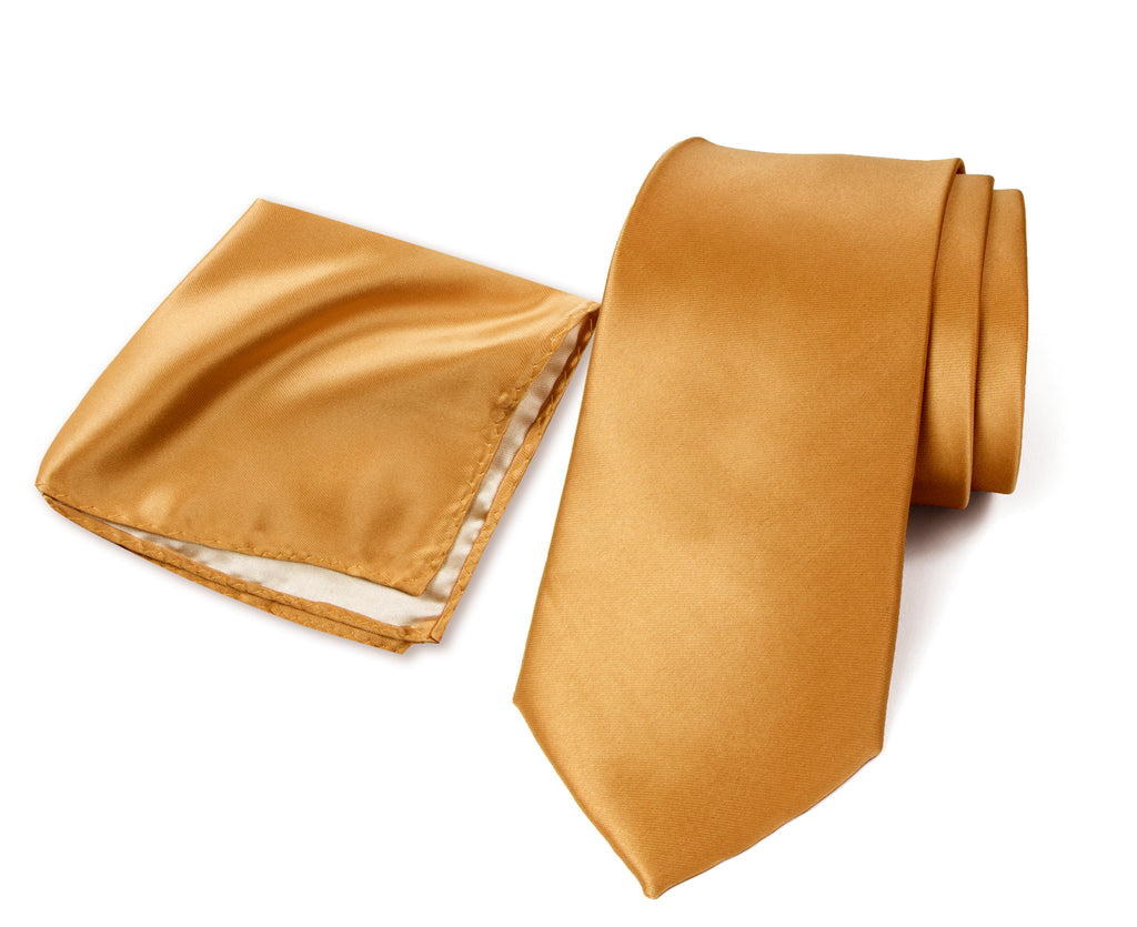 Men's Solid Color Satin Microfiber Tie and Handkerchief Set