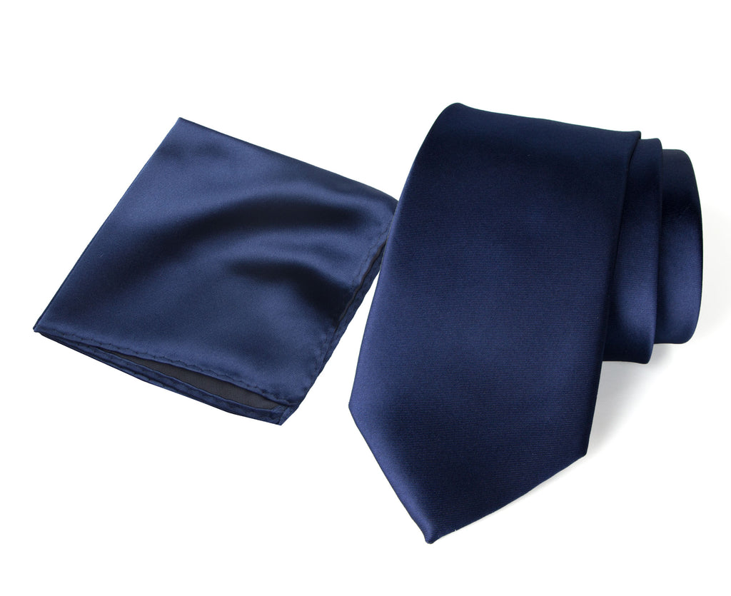 Men's Solid Color Satin Microfiber Tie and Handkerchief Set