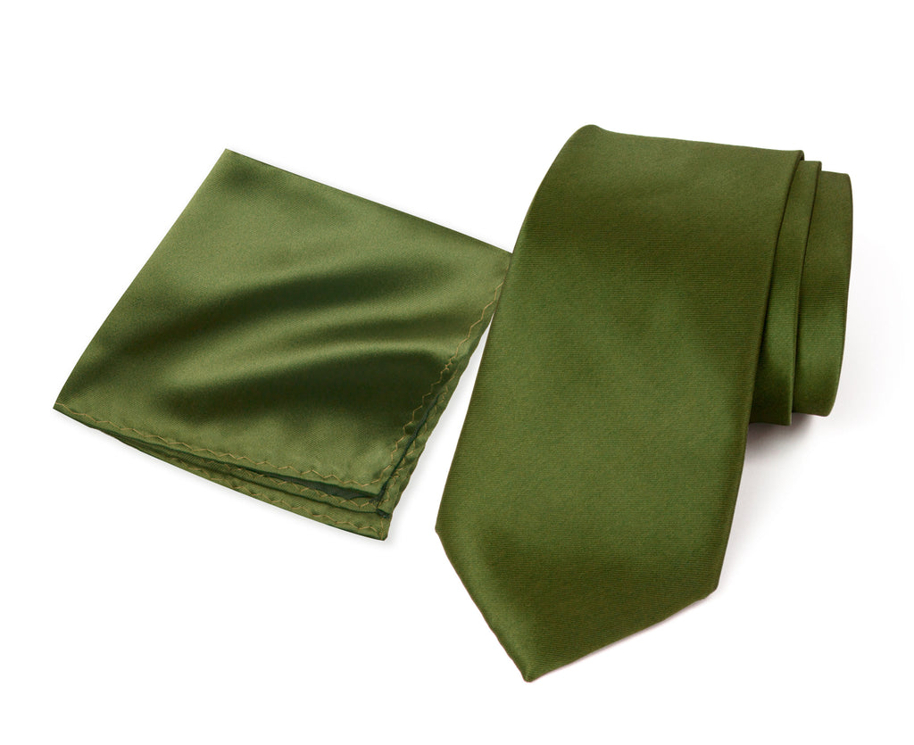 Men's Solid Color Satin Microfiber Tie and Handkerchief Set