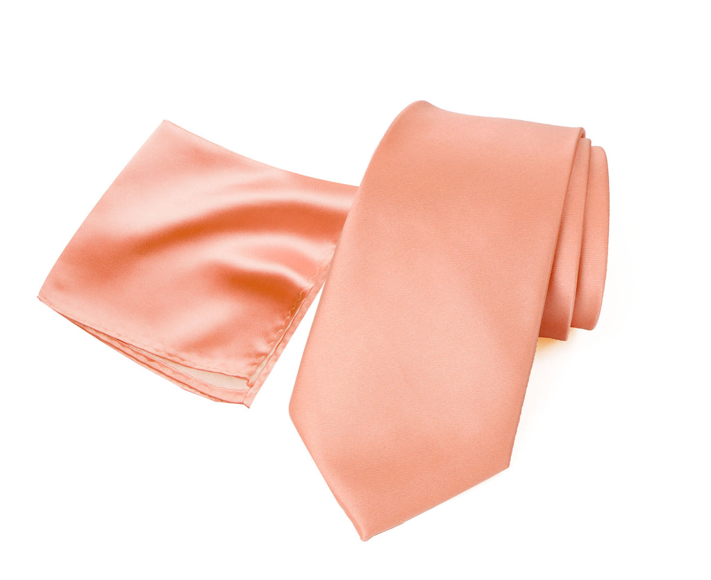 Men's Solid Color Satin Microfiber Tie and Handkerchief Set