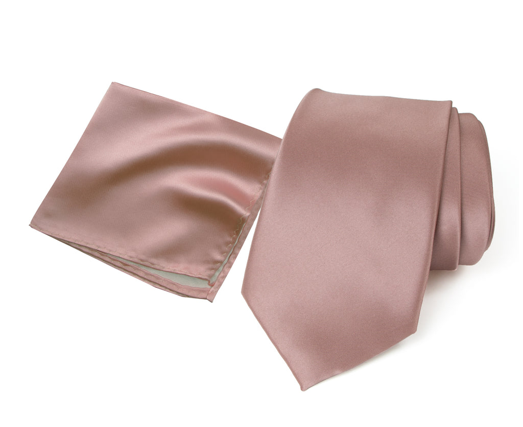 Men's Solid Color Satin Microfiber Tie and Handkerchief Set