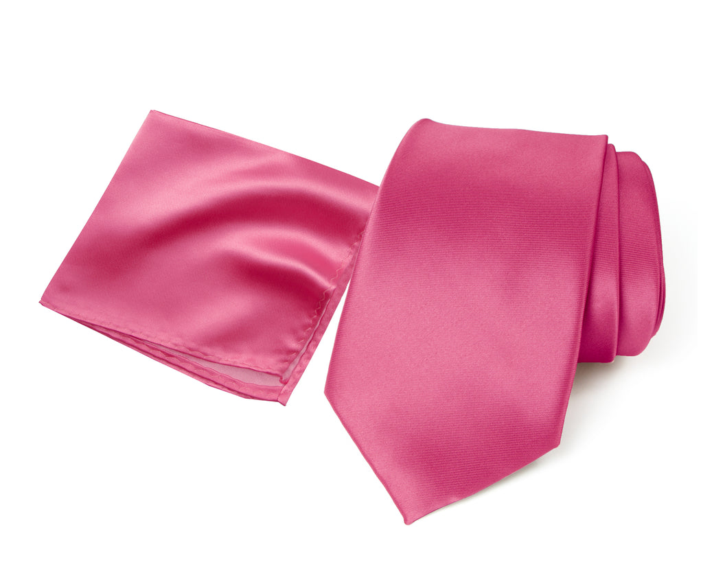 Men's Solid Color Satin Microfiber Tie and Handkerchief Set