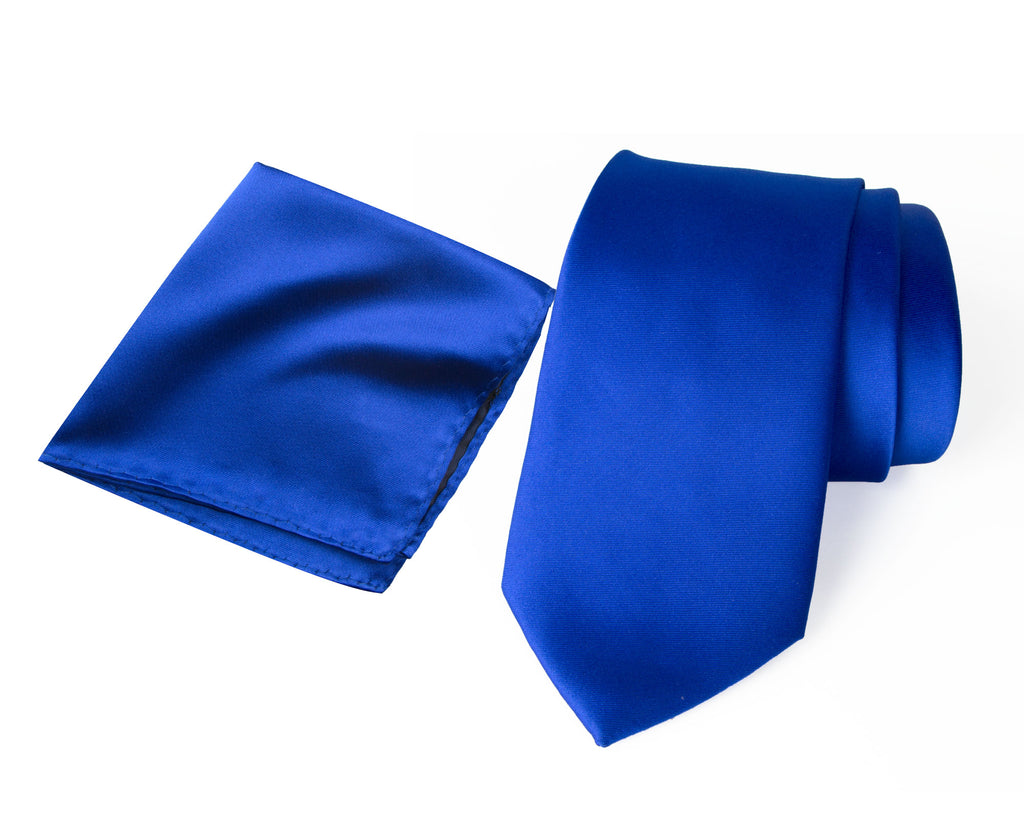Men's Solid Color Satin Microfiber Tie and Handkerchief Set