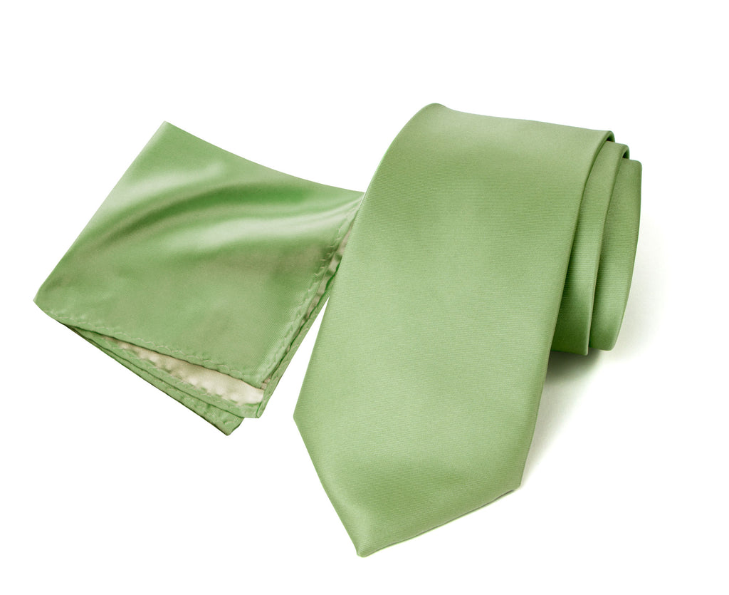 Men's Solid Color Satin Microfiber Tie and Handkerchief Set