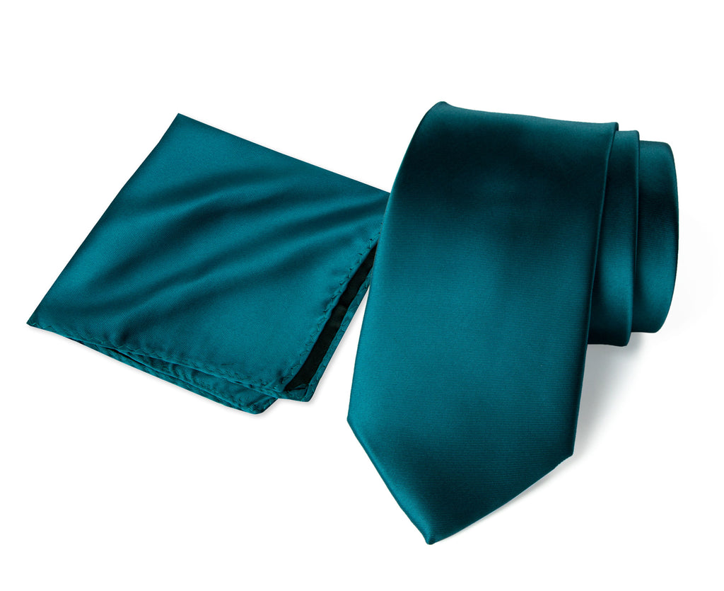 Men's Solid Color Satin Microfiber Tie and Handkerchief Set