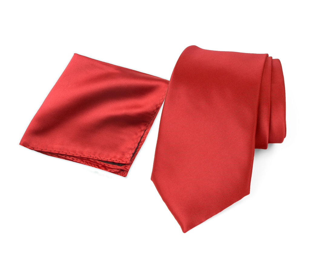 Men's Solid Color Satin Microfiber Tie and Handkerchief Set