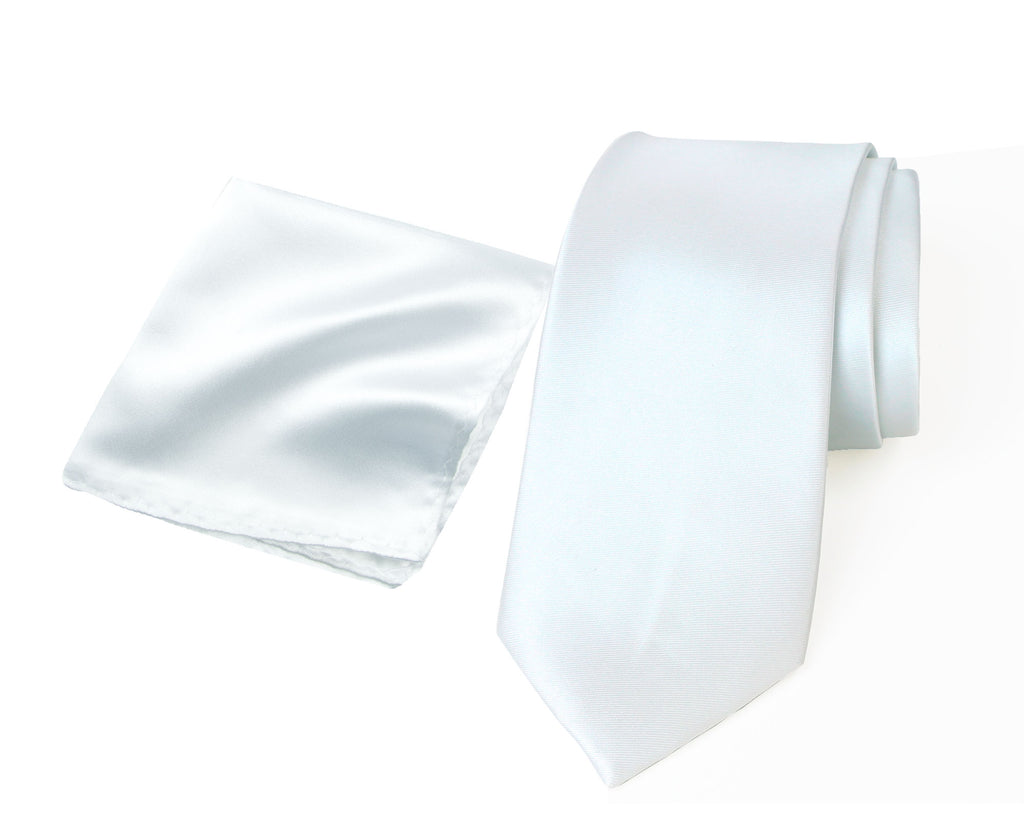 Men's Solid Color Satin Microfiber Tie and Handkerchief Set