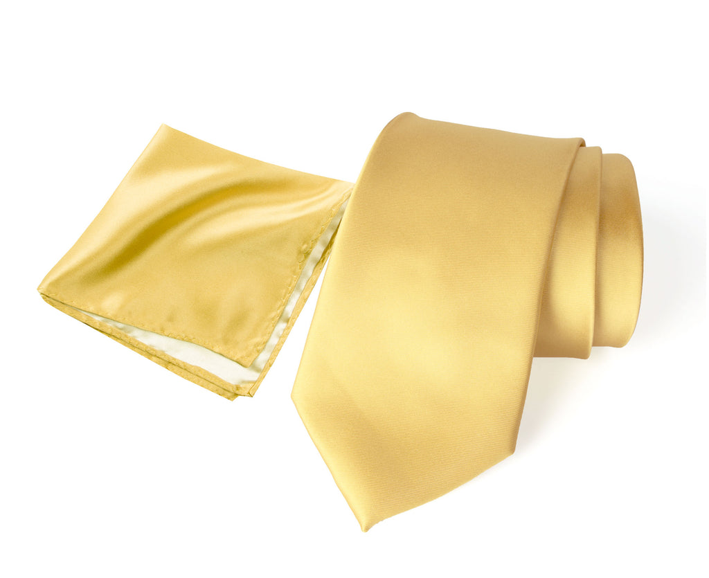 Men's Solid Color Satin Microfiber Tie and Handkerchief Set
