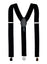 men's black elastic stretch suspenders with genuine leather crosspatch with subtle Spring Notion branding