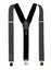 men's black white dotted polka dots elastic stretch suspenders with genuine leather crosspatch with subtle Spring Notion branding