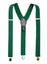 men's emerald green elastic stretch suspenders with genuine leather crosspatch with subtle Spring Notion branding