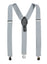 men's grey gray elastic stretch suspenders with genuine leather crosspatch with subtle Spring Notion branding