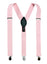 men's light pink baby pink elastic stretch suspenders with genuine leather crosspatch with subtle Spring Notion branding