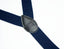 men's navy blue elastic stretch suspenders with genuine leather crosspatch with subtle Spring Notion branding