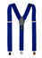 men's royal blue elastic stretch suspenders with genuine leather crosspatch with subtle Spring Notion branding