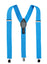 men's turquoise blue green elastic stretch suspenders with genuine leather crosspatch with subtle Spring Notion branding