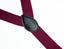 men's burgundy wine elastic stretch suspenders with genuine leather crosspatch with subtle Spring Notion branding