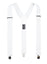 men's white elastic stretch suspenders with genuine leather crosspatch with subtle Spring Notion branding