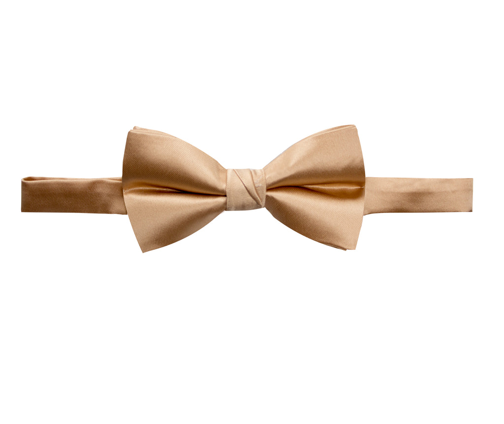 men's antique gold metallic solid color satin microfiber bow tie