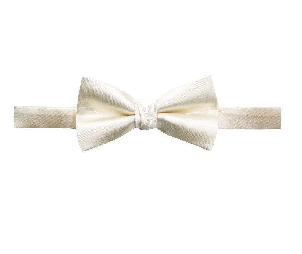 men's ivory solid color satin microfiber bow tie