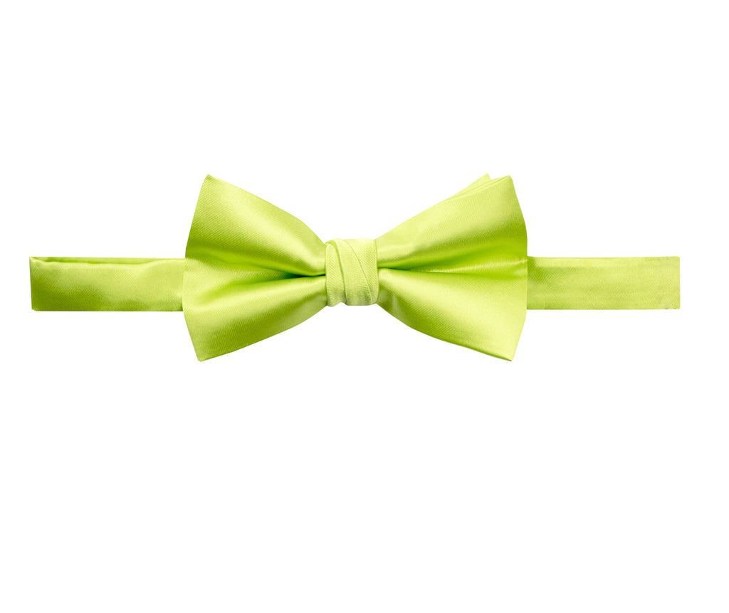 men's lime green solid color satin microfiber bow tie