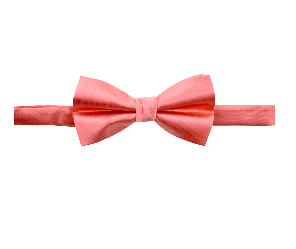 men's coral spring melon solid color satin microfiber bow tie