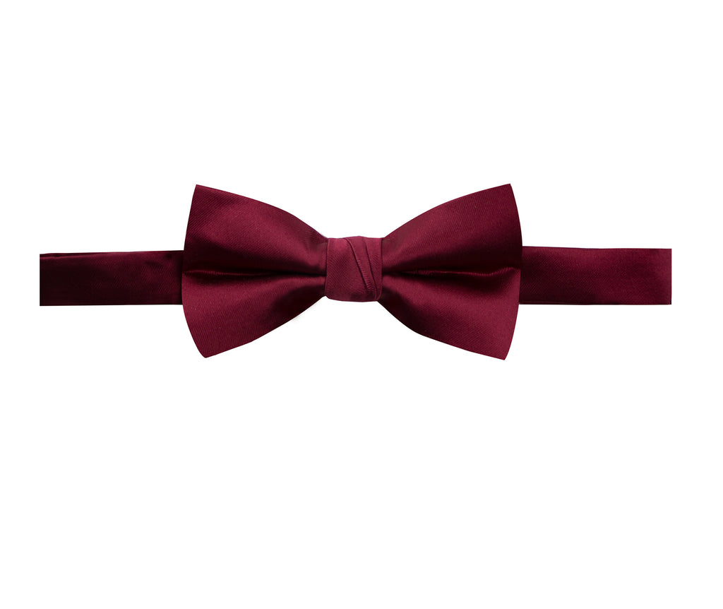 men's burgundy wine solid color satin microfiber bow tie