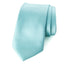 men's aqua blue green solid color satin microfiber necktie tie