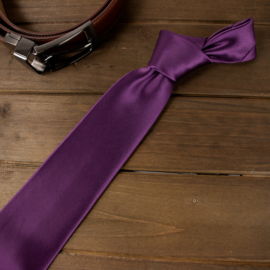 Men's Solid Color Satin Microfiber Tie