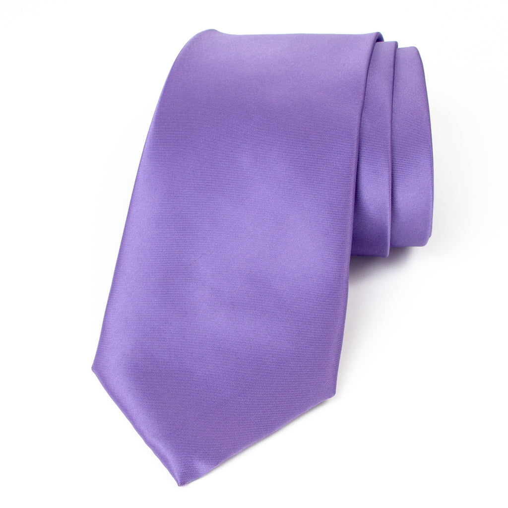 men's wisteria lavender purple solid color satin microfiber necktie tie