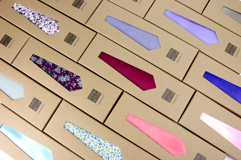 men's solid color satin microfiber neckties in gift box packaging