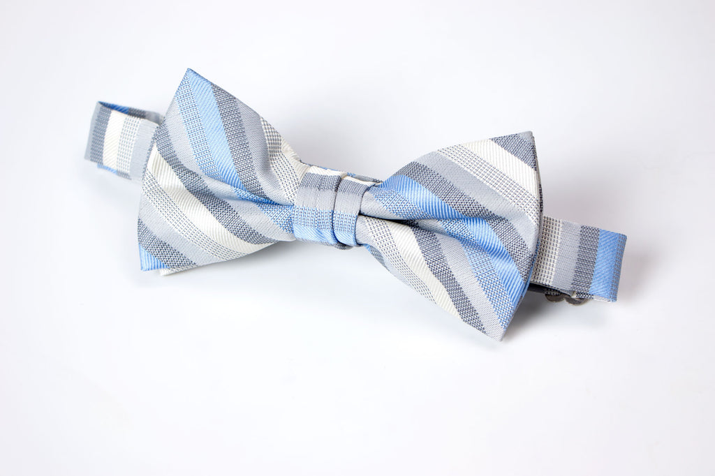 Men's Blue/Ivory Patterned Bow Tie (Color 19)